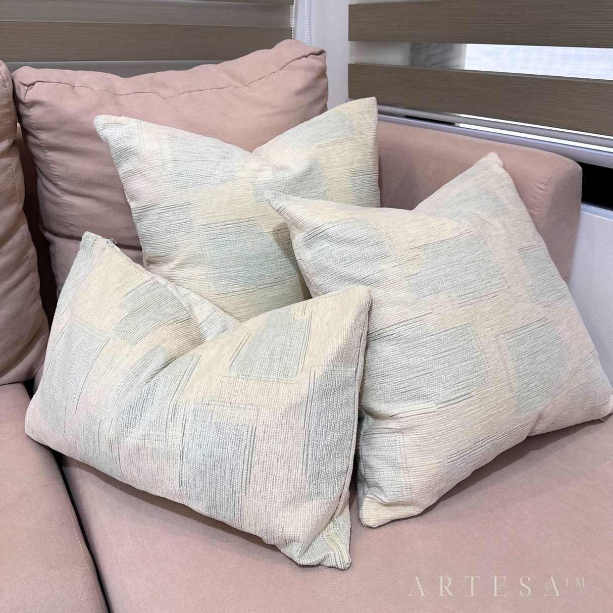 Artesa Perlah Premium Cotton Chanel Throw Pillow Set of 3 - Elegant Home Decor Ensemble