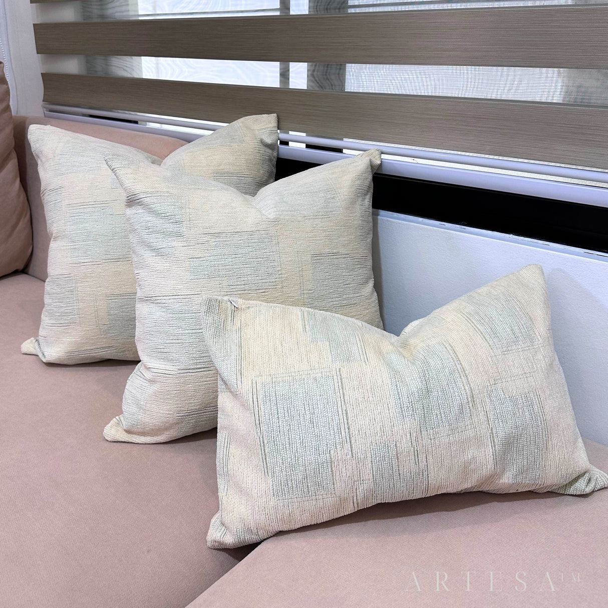 Artesa Perlah Premium Cotton Chanel Throw Pillow Set of 3 - Elegant Home Decor Ensemble