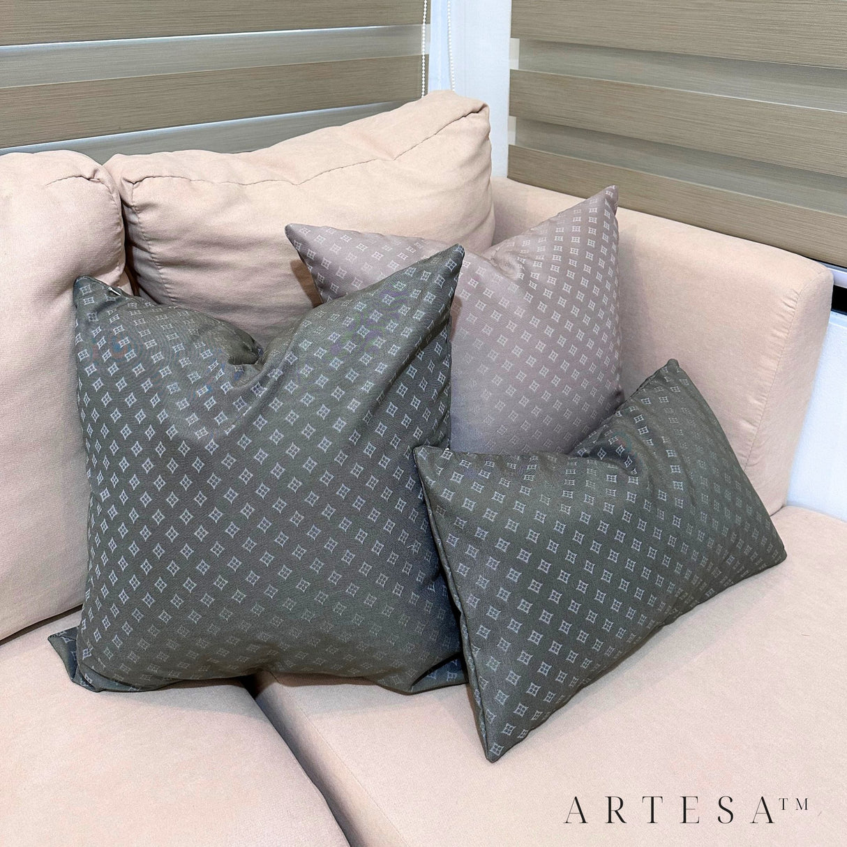 Artesa Carmen Premium Cotton Brocade Throw Pillow Cover with hidden zipper closure - Elegant Home Decor Accent
