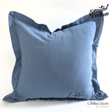 Artesa Cotton Linen in Plain Denim Blue Throw Pillow Cover