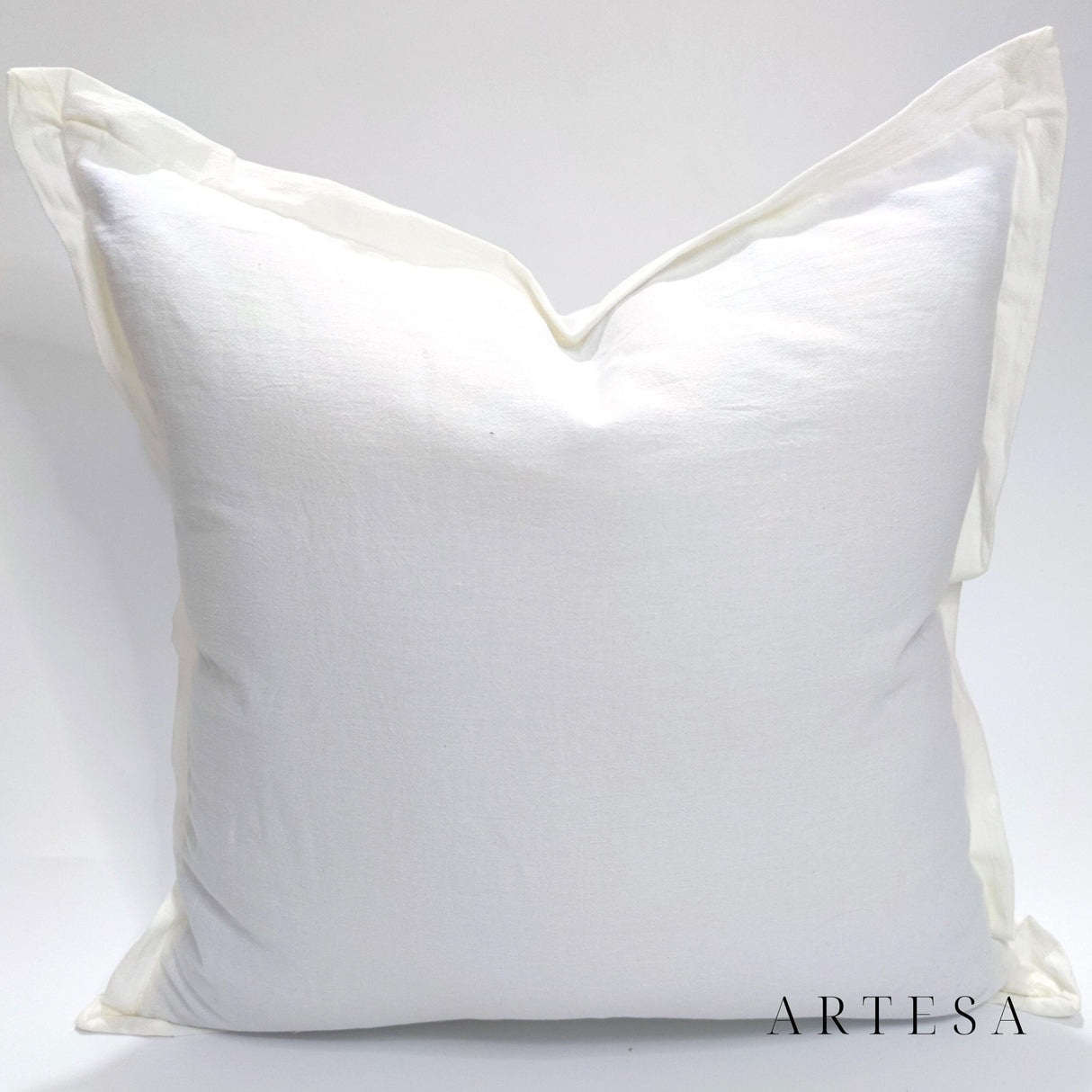 Artesa Cotton Linen in Plain Off White Throw Pillow Cover